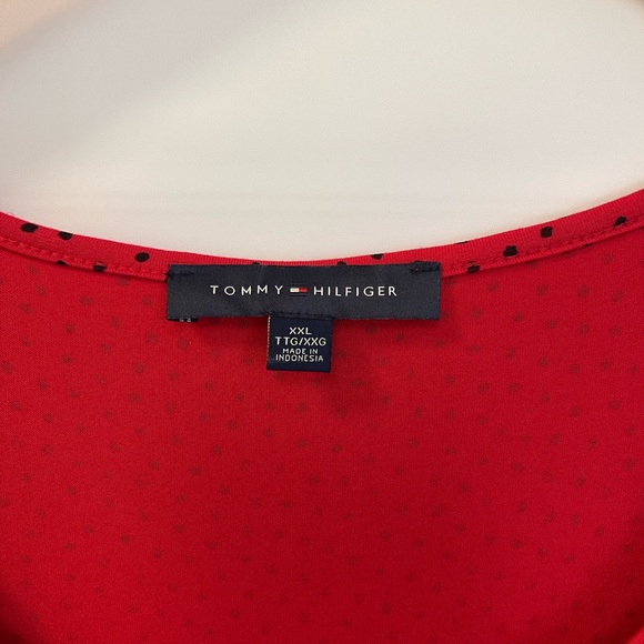 Tommy Hilfiger Dress Women’s XXL Red Polka Dot Tiered Midi Stretch - Picture 10 of 11